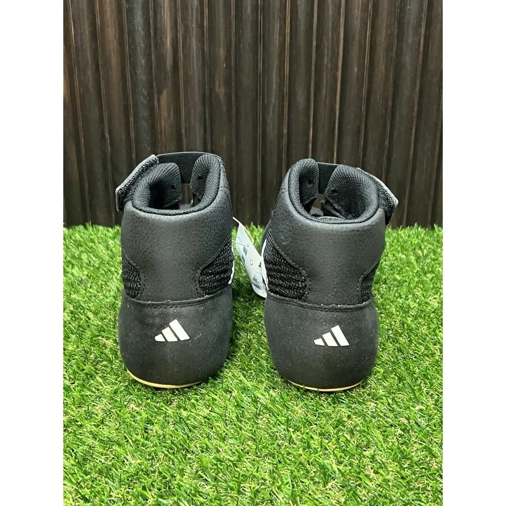 Size 8.5 - Adidas Mens HVC AQ3325 Black White Wrestling Boxing MMA Sneaker Shoes